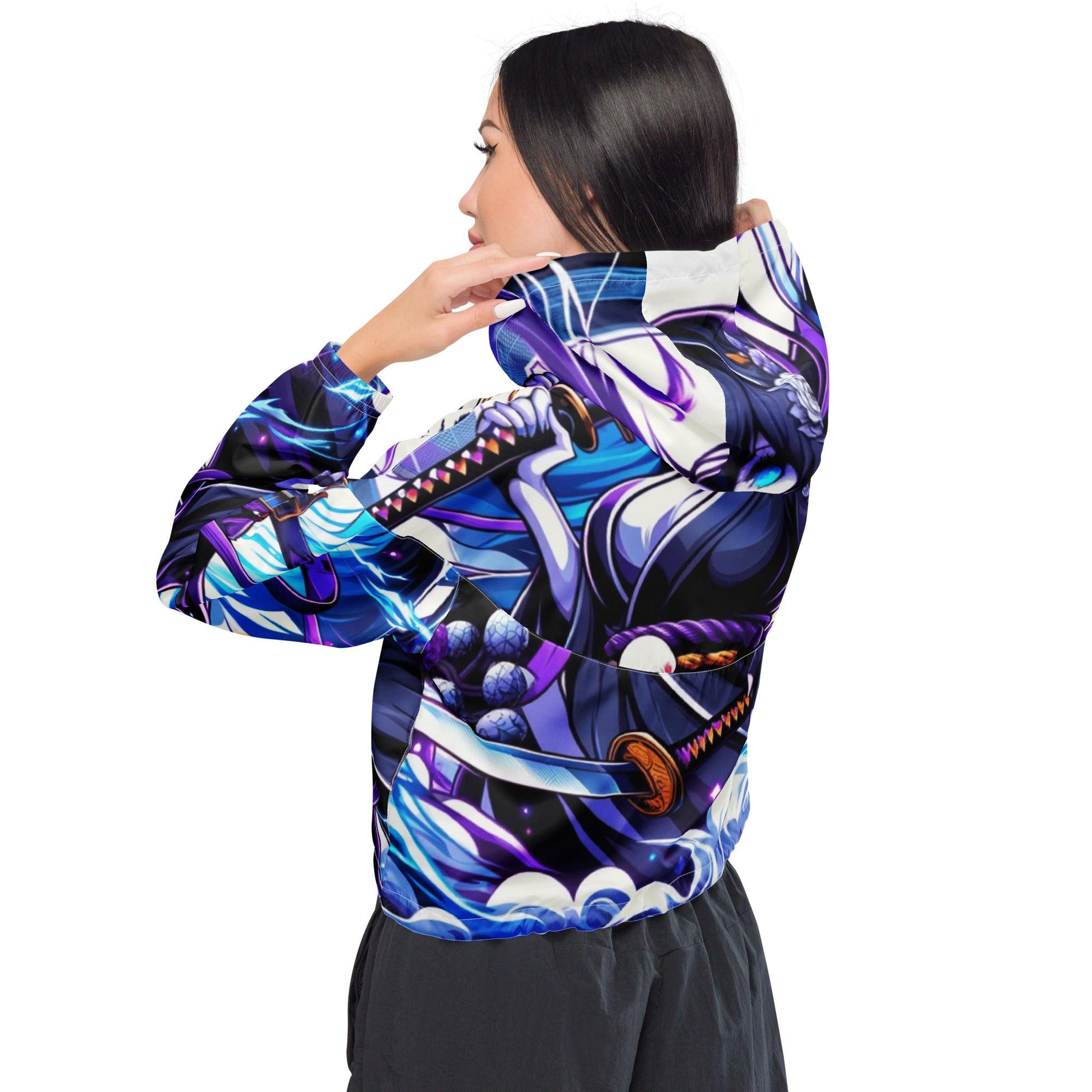 Anime Swords wielding beauty designed cropped windbreaker - Ashuku
