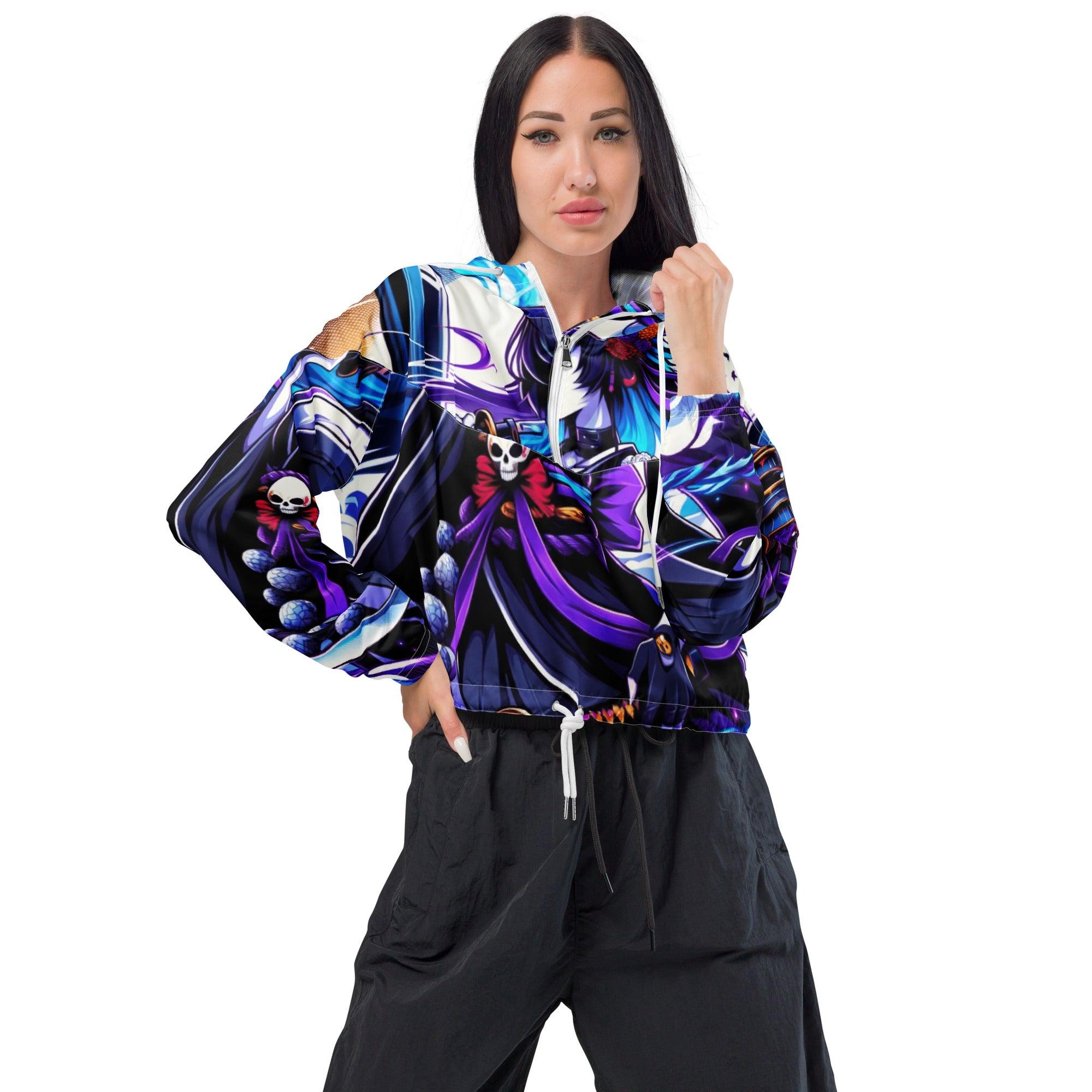Anime Swords wielding beauty designed cropped windbreaker - Ashuku