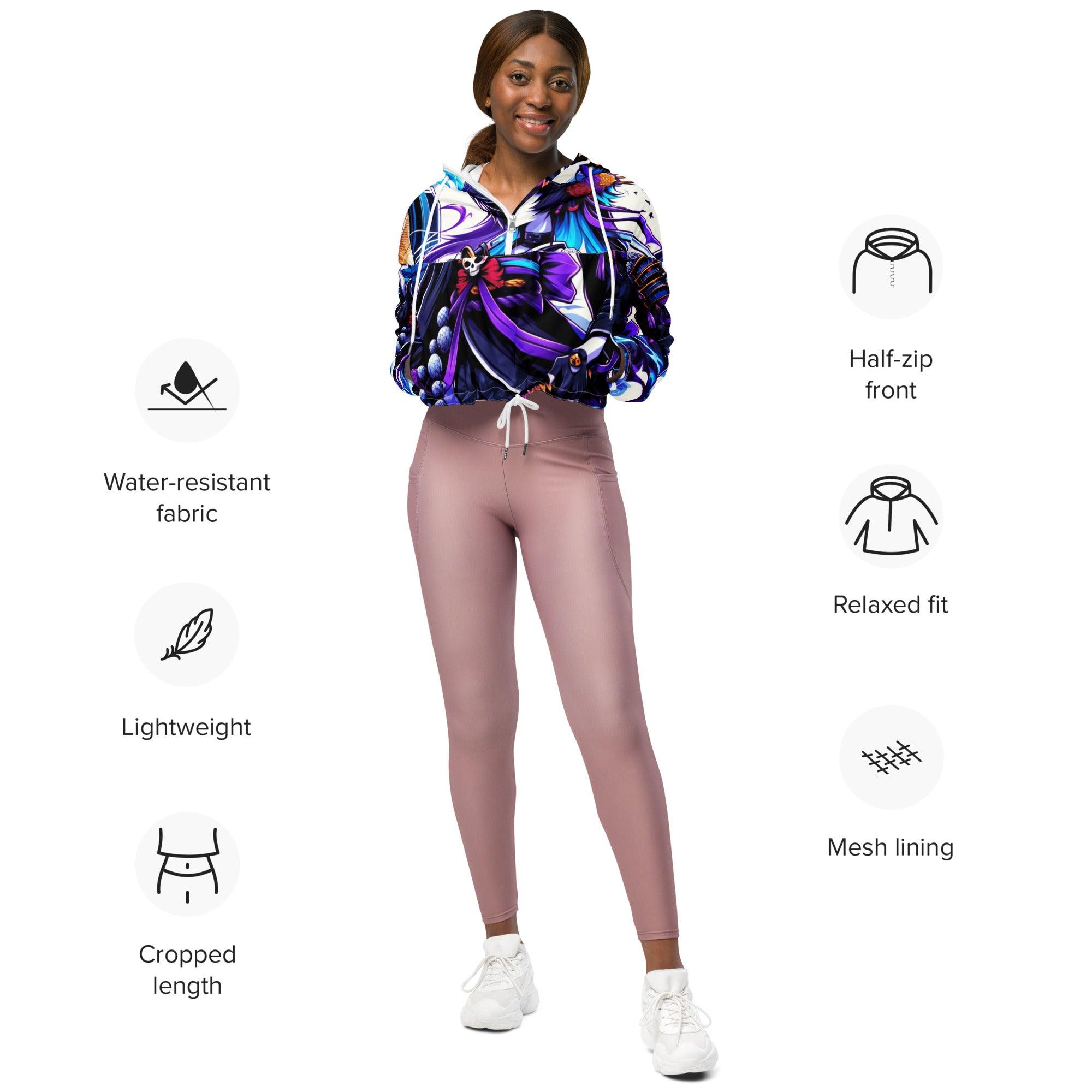 Anime Swords wielding beauty designed cropped windbreaker - Ashuku